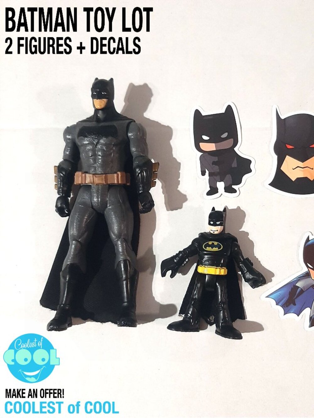 Batman figure toy lot gift set 2 DC Comics figures and 3 decal stickers